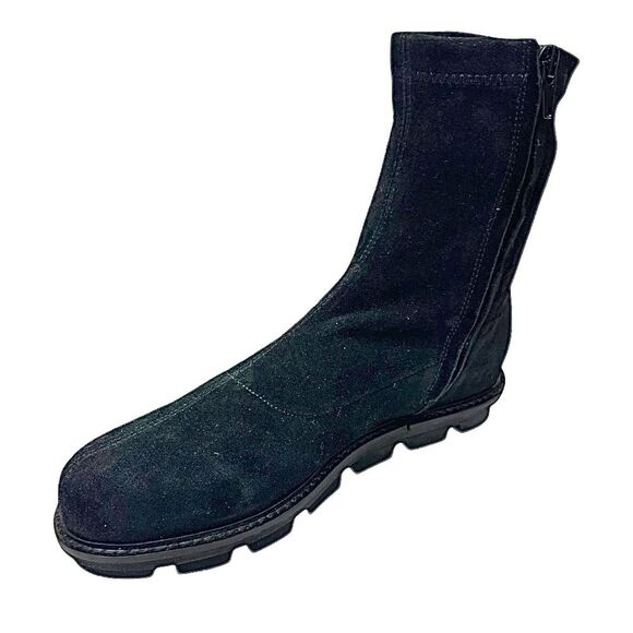 Chocolat Blu Boots Womens 7 M Black Suede Leather Heeled Zip Ankle Booties - Picture 8 of 8